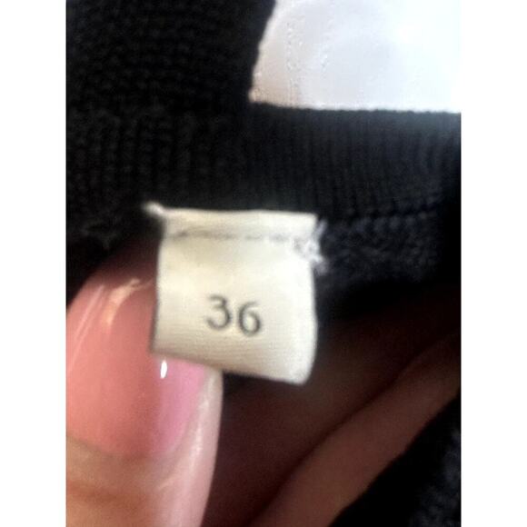 SANDRO Black Ribbed Knitted Twisted Cutout Top Stretchy Fabric Jumpsuit 36 US 4 - Picture 8 of 10